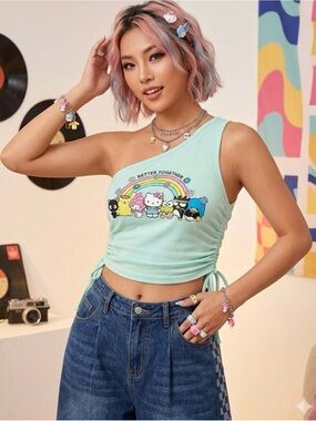 Hello Kitty One Shoulder Crop Top